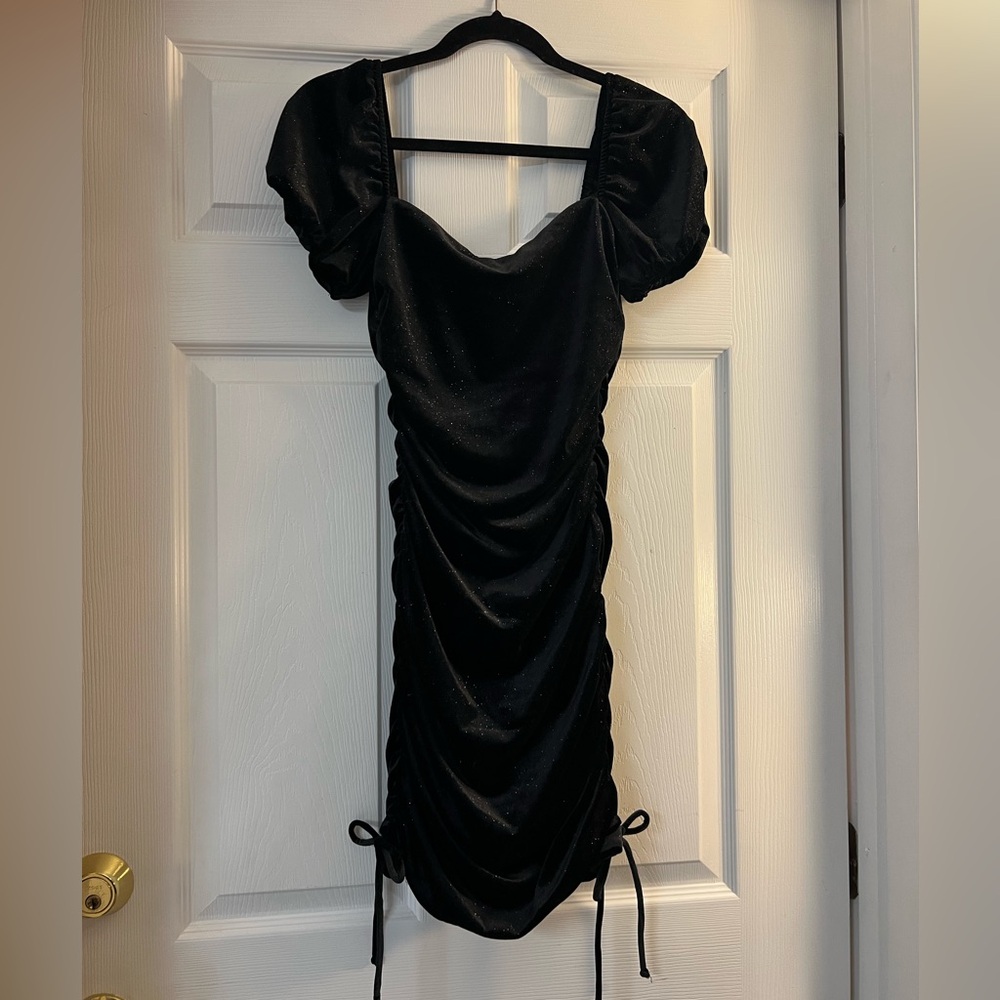 Elegant Black Ruched Dress
